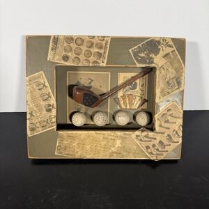 Vintage Golf Shadow Box Wall Art Wood Frame Balls Tee Club Decor 8x10‎ Rustic